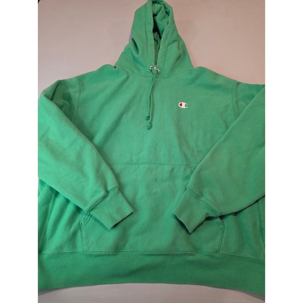 Champion Reverse Weave Hoodie Mens 2XL Green Heavyweight Sweatshirt GF68 AV6M